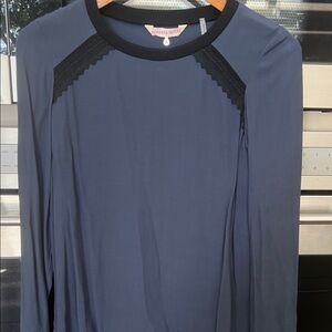 Rebecca Taylor Midnight Blue Blouse with Black Accents